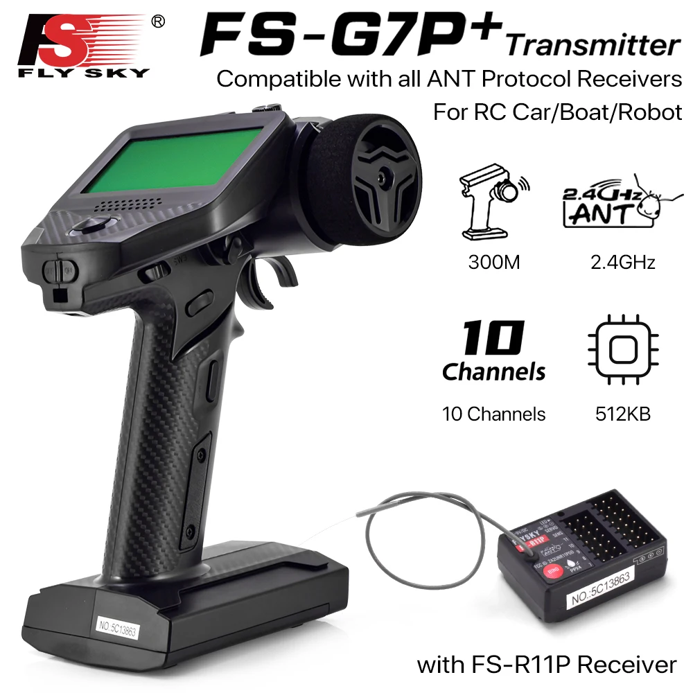 10CH Remote Control RC Transmitter Flysky FS-G7P+ 300M 2.4Ghz with FS-R11P Receiver FS-R7P For RC Crawler Truck Car Boat Robot
10CH Remote Control RC Transmitter Flysky FS-G7P+ 300M 2.4Ghz with FS-R11P Receiver FS-R7P For RC Crawler Truck Car Boat Robot
