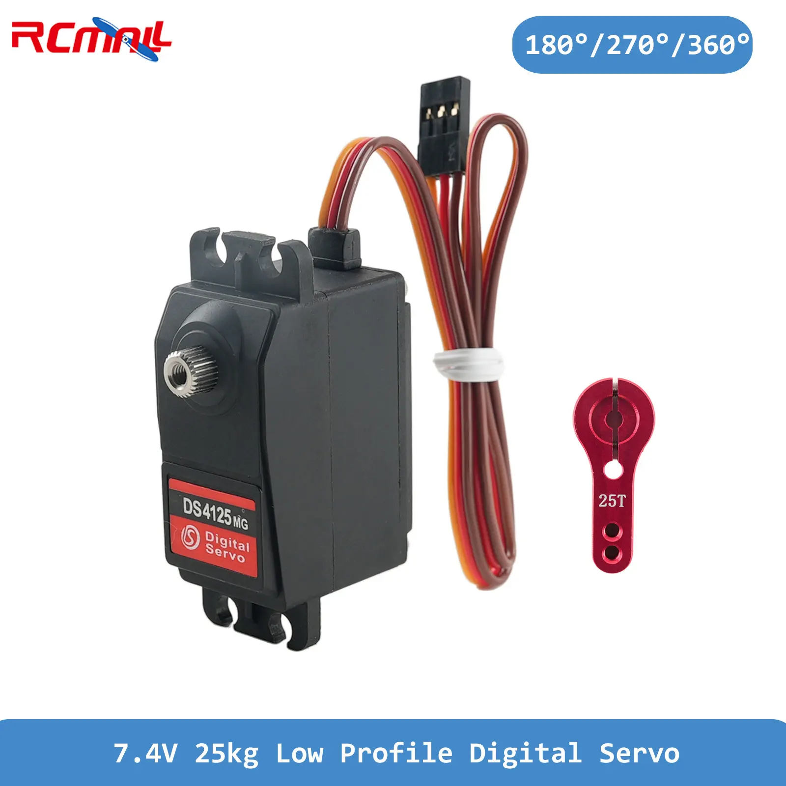 7.4V 25kg Low Profile Digital Servo Metal Gear Waterproof Robotic Servo + 25T Arm for 1/10 1/12 RC Car Crawlers Trucks Robot
7.4V 25kg Low Profile Digital Servo Metal Gear Waterproof Robotic Servo + 25T Arm for 1/10 1/12 RC Car Crawlers Trucks Robot