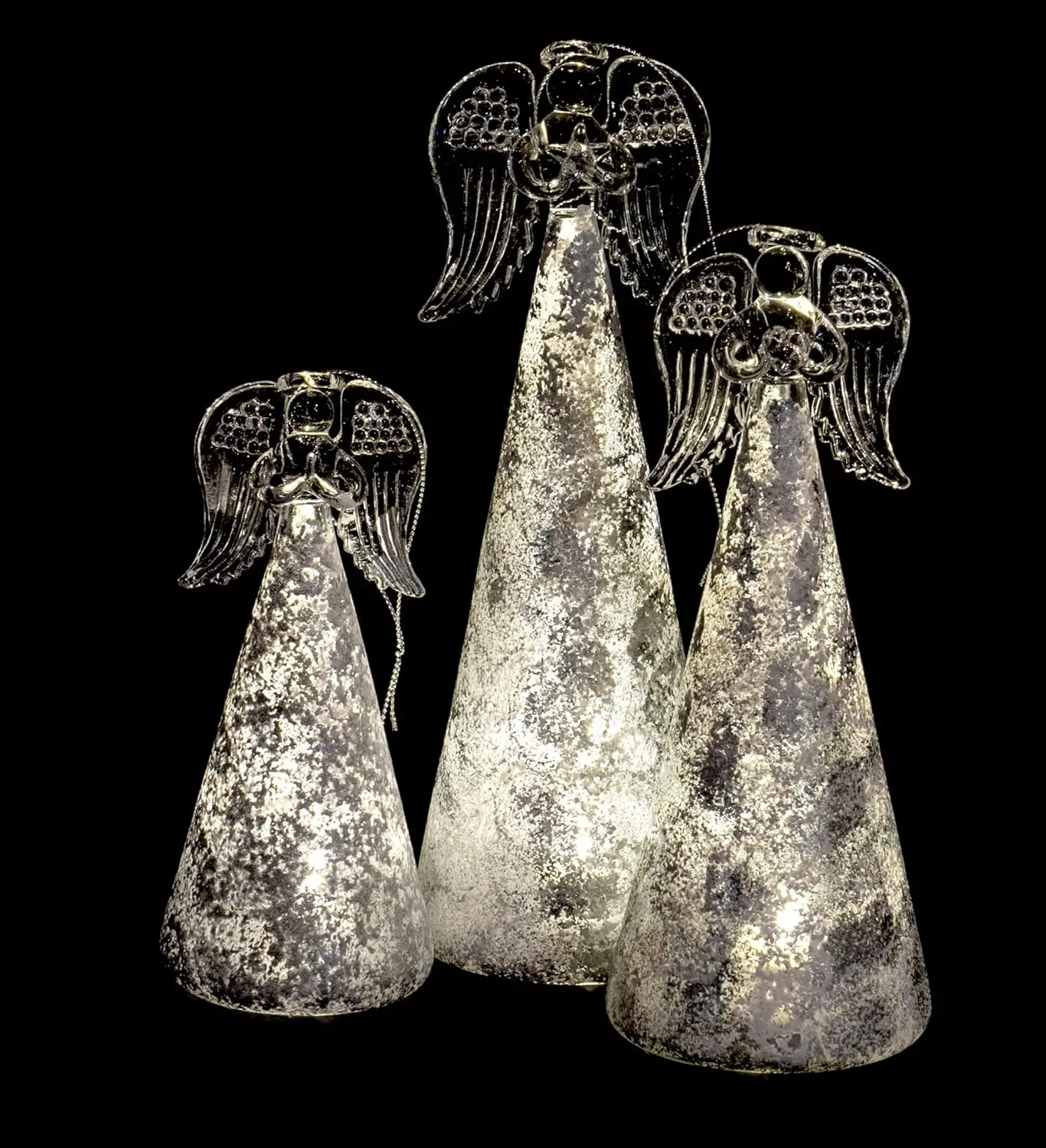 Light-Up Silver Angel Figurine Ornaments, Set of 3 Sizes for Holiday Decor
Light-Up Silver Angel Figurine Ornaments, Set of 3 Sizes for Holiday Decor