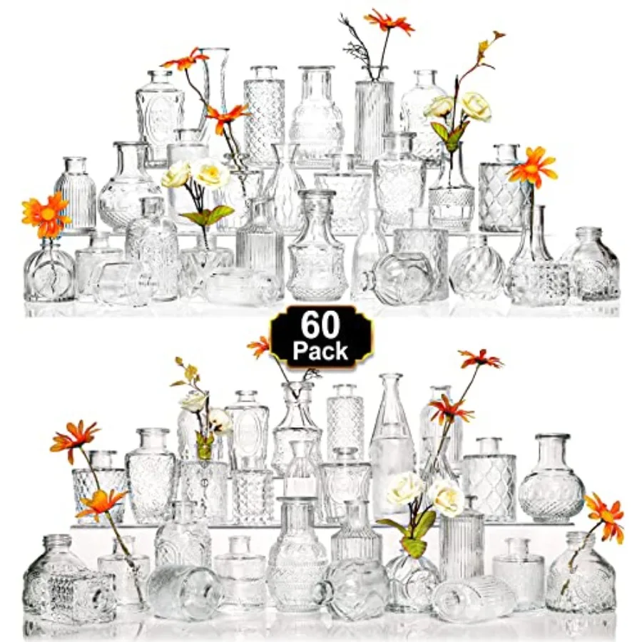 Glass bud vase set of 60 pcs for rustic wedding centerpieces and vintage decorations, clear glass material, transparent color,
Glass bud vase set of 60 pcs for rustic wedding centerpieces and vintage decorations, clear glass material, transparent color,