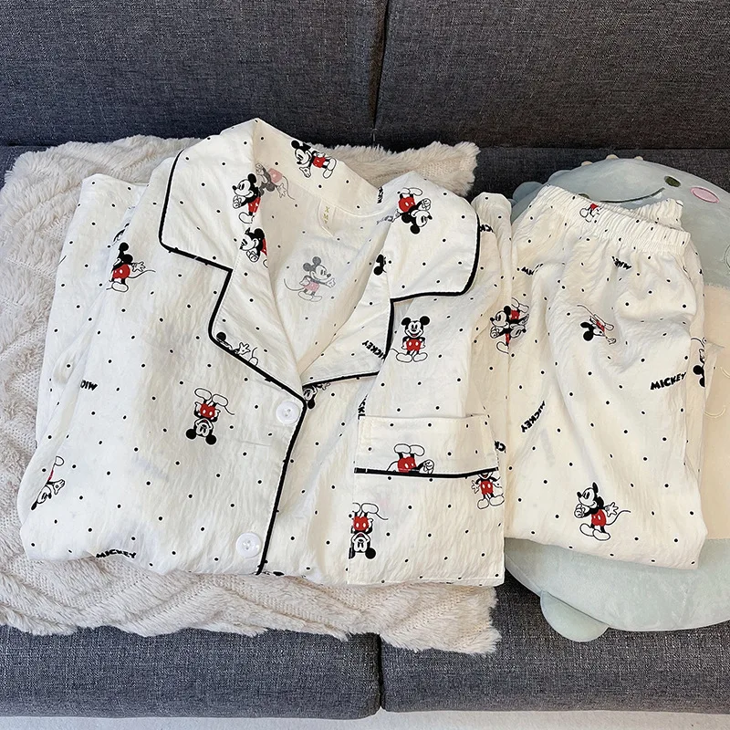 Пижамы с Микки Маусом, женские пижамные комплекты, осенний весенний милый мультяшный комплект с длинными рукавами, домашняя одежда, комплект ночной рубашки для школьниц
Пижамы с Микки Маусом, женские пижамные комплекты, осенний весенний милый мультяшный комплект с длинными рукавами, домашняя одежда, комплект ночной рубашки для школьниц