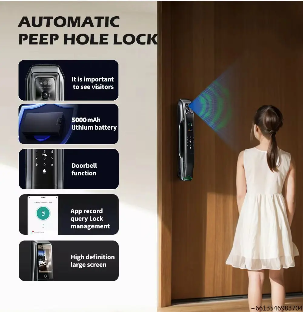 Fingerprint Smart Door Lock Wifi With 3d Face Recognition High Security OEM Digital Door Lock With Camera
Fingerprint Smart Door Lock Wifi With 3d Face Recognition High Security OEM Digital Door Lock With Camera