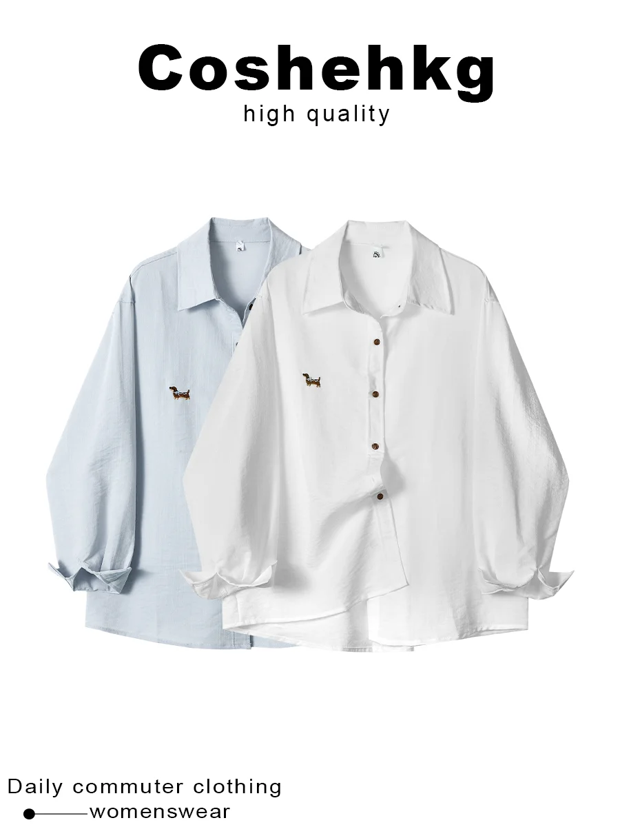Coshehkg Lazy Style Long Sleeve Embroidered Shirt Women Spring Casual Loose Slimming Fashion Top Button up Neck
Coshehkg Lazy Style Long Sleeve Embroidered Shirt Women Spring Casual Loose Slimming Fashion Top Button up Neck