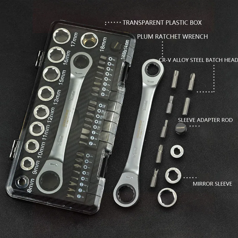 Ratchet Socket Wrench Set Multifunction Metal Wrench Tool Box Combination Quick Automotive Mechanical Workshop Tools for Home
Ratchet Socket Wrench Set Multifunction Metal Wrench Tool Box Combination Quick Automotive Mechanical Workshop Tools for Home