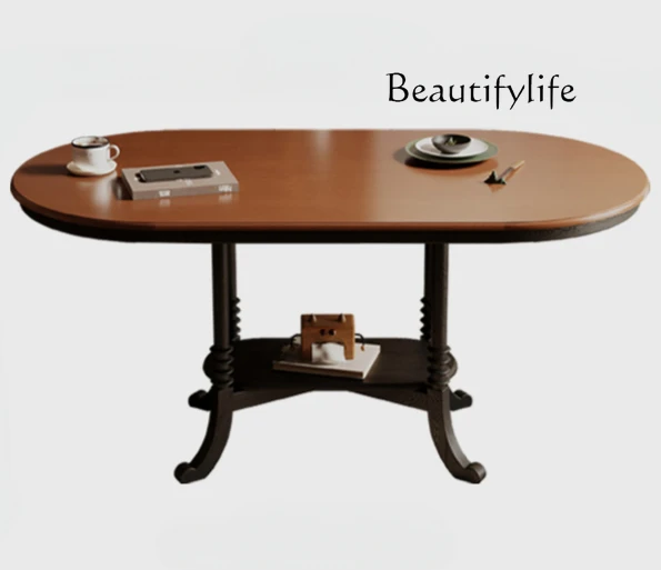 Solid wood dining table Small apartment dining table Rectangle oval Nanyang tonality retro light French dining table
Solid wood dining table Small apartment dining table Rectangle oval Nanyang tonality retro light French dining table