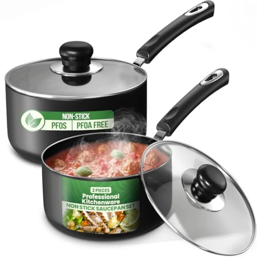Nonstick Saucepan Set, Cooking Pots with Lids, 1 Quart and 2 Quarts Multipurpose Kitchen Small Pots for Cooking Nonstick With L
Nonstick Saucepan Set, Cooking Pots with Lids, 1 Quart and 2 Quarts Multipurpose Kitchen Small Pots for Cooking Nonstick With L