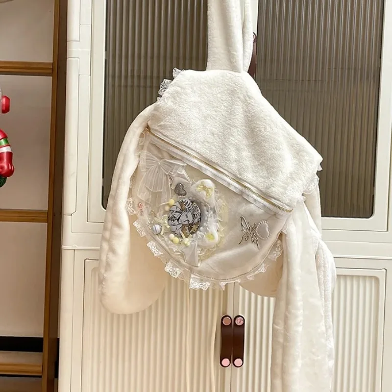 Rabbit Ears Ita School Bag Drwawstring Lace Mochila Transparent Zip Backpack Cute Plush Bags for Woman Teenage Girls Sac Femme
Rabbit Ears Ita School Bag Drwawstring Lace Mochila Transparent Zip Backpack Cute Plush Bags for Woman Teenage Girls Sac Femme