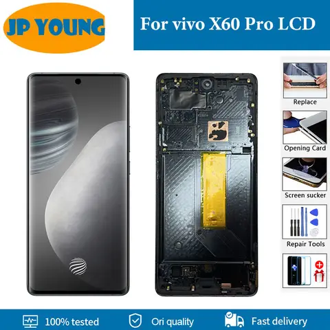 6.56"Original AMOLED For vivo X60 Pro Touch Screen and Digitizer Panel Assembly for vivo x60 pro V2046 LCD Display replacement
