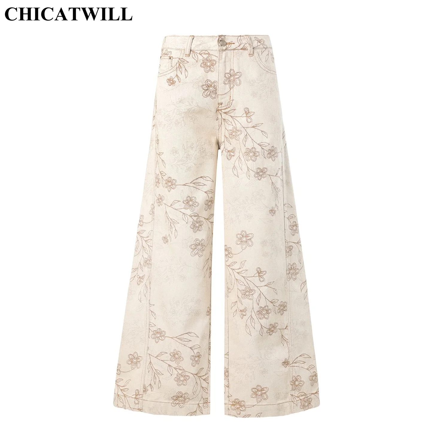 CHICATWILL High Street Women Denim Jeans Retro Washed Floral Jacquard Lady Wide Leg Pants Fashion Design Long Trousers Bottom
CHICATWILL High Street Women Denim Jeans Retro Washed Floral Jacquard Lady Wide Leg Pants Fashion Design Long Trousers Bottom