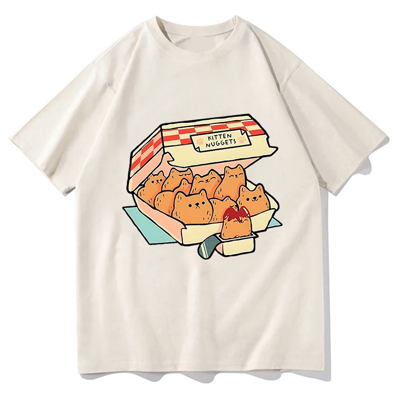 Kitten Nuggets Happy T Shirts WOMEN Kawaii/cute High Street Tshirts 100% Cotton T-shirts Cat Biscuits Dipping Sauce Short Sleeve
Kitten Nuggets Happy T Shirts WOMEN Kawaii/cute High Street Tshirts 100% Cotton T-shirts Cat Biscuits Dipping Sauce Short Sleeve