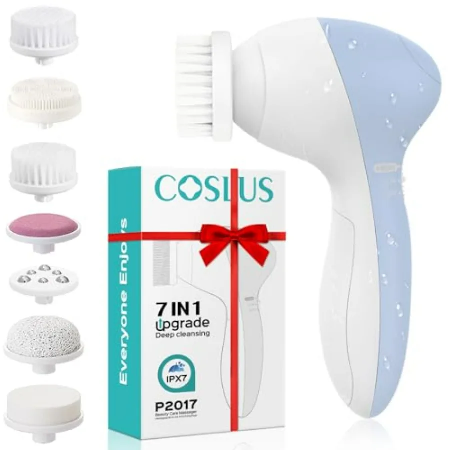 COSLUS Facial Cleansing Brush Silicone Face Scrubber: 7 in 1 FBS-D Electric Exfoliating Rotating Massage Device Waterproof Deep
COSLUS Facial Cleansing Brush Silicone Face Scrubber: 7 in 1 FBS-D Electric Exfoliating Rotating Massage Device Waterproof Deep