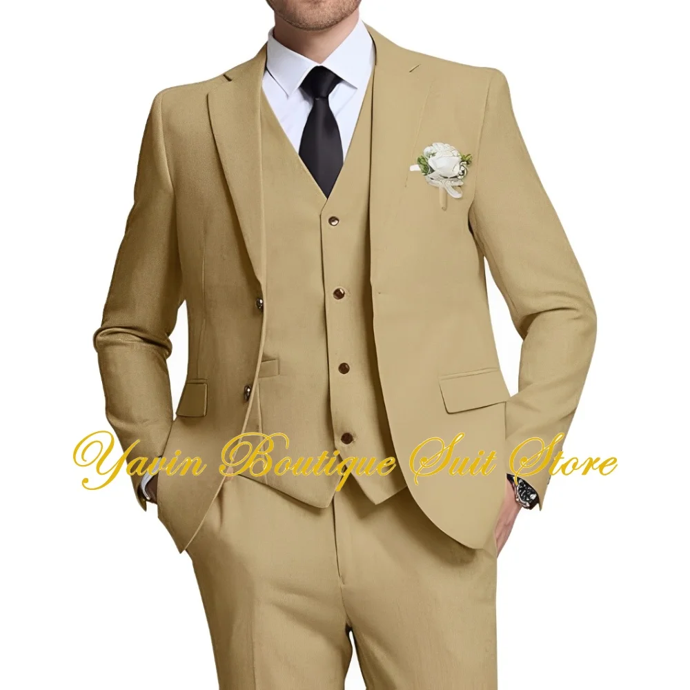 Linen Suit for Men Casual Wedding Groom Tuxedo Slim Fit 3 Pieces Jacket Vest Pant Business Men Suits
Linen Suit for Men Casual Wedding Groom Tuxedo Slim Fit 3 Pieces Jacket Vest Pant Business Men Suits