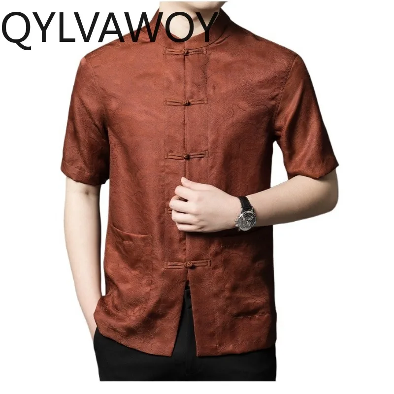 QYLVAWOY Stand Collar Men's Shirts 100% Mulberry Silk Shirt Chinese Style Buttoned Shirts for Man Short Sleeve Menswear Clothing
QYLVAWOY Stand Collar Men's Shirts 100% Mulberry Silk Shirt Chinese Style Buttoned Shirts for Man Short Sleeve Menswear Clothing