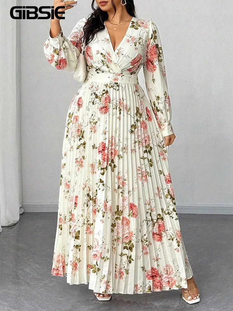 GIBSIE Plus Size Floral Print Elegant Pleated Long Dress Women 2026 Spring V-Neck Long Sleeve High Waist Boho A-Line Dresses
GIBSIE Plus Size Floral Print Elegant Pleated Long Dress Women 2026 Spring V-Neck Long Sleeve High Waist Boho A-Line Dresses