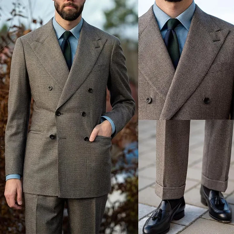 Autumn Winter New Woolen Men's Suit 2 pcs Set Houndstooth Tailored Suit jacket Pants Beige Black Men's Business Suit Mens Blazer
Autumn Winter New Woolen Men's Suit 2 pcs Set Houndstooth Tailored Suit jacket Pants Beige Black Men's Business Suit Mens Blazer