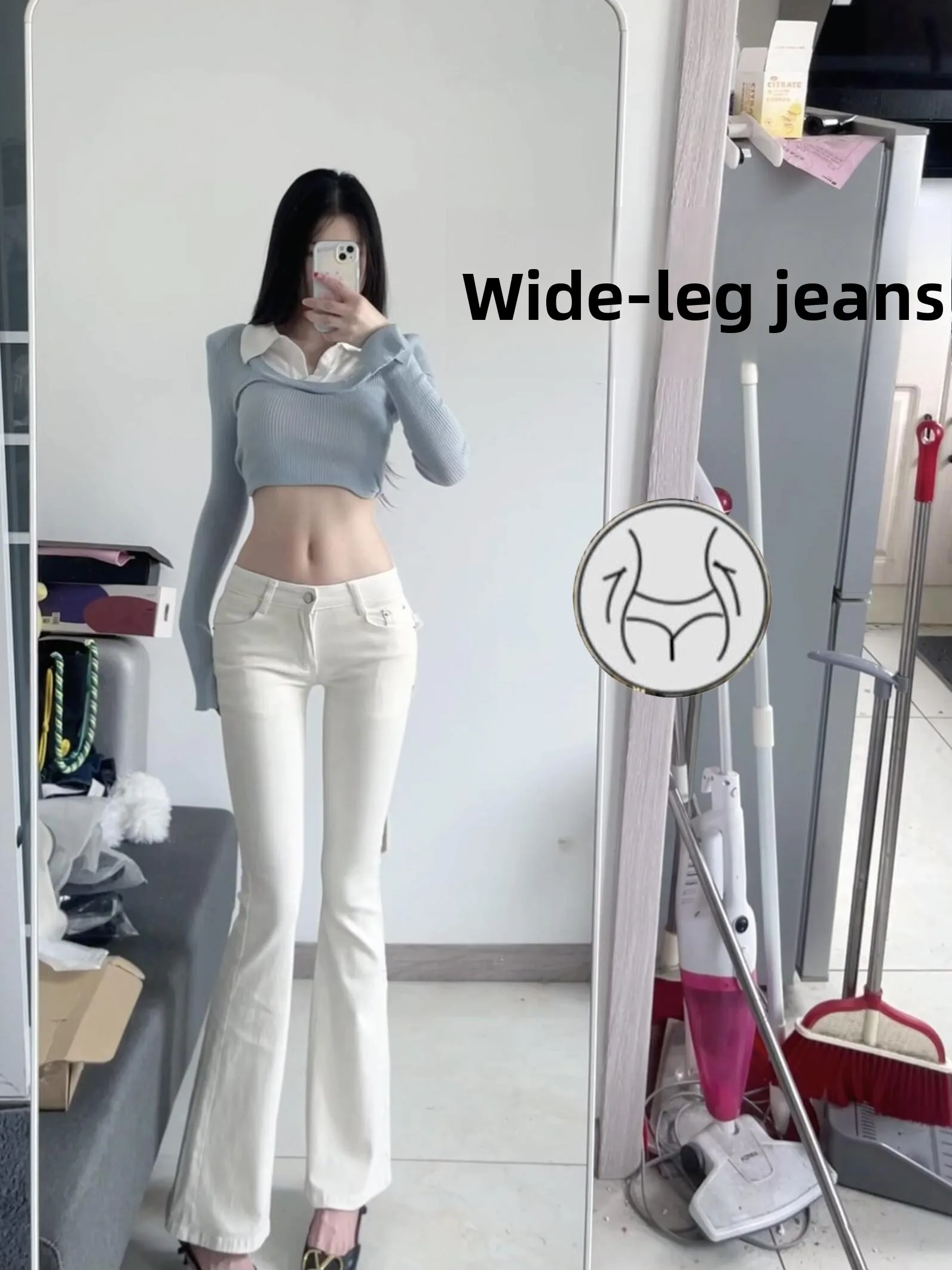 Low Waist Flared Pants Women's Belly Button Exposure American Style Korean Waist Inning Long Pants with Hip Padding
Low Waist Flared Pants Women's Belly Button Exposure American Style Korean Waist Inning Long Pants with Hip Padding