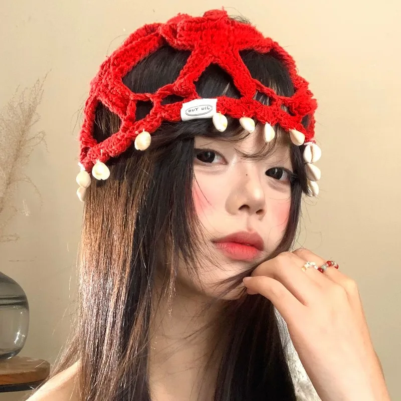 Retro Red Hand-crocheted Shell Tassel Beanies Y2K Spring and Summer Travel Photos Versatile Atmosphere Elegant Women's Hats
Retro Red Hand-crocheted Shell Tassel Beanies Y2K Spring and Summer Travel Photos Versatile Atmosphere Elegant Women's Hats