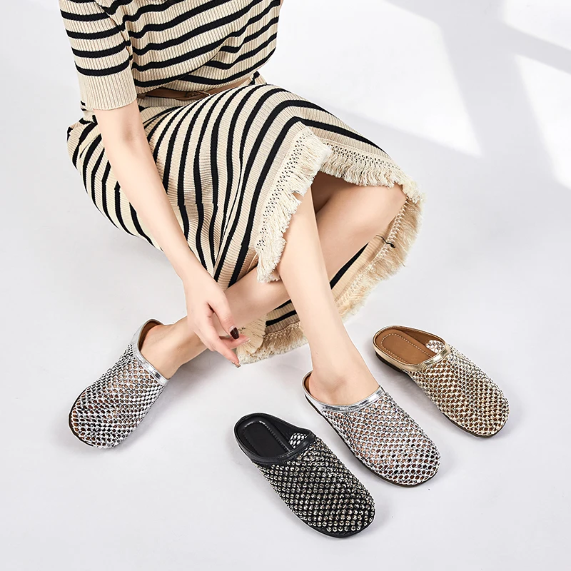 Slippers Women Closed Toe 2025 Summer New Rhinestone Breathable Mesh Cutout Outer Wear Semi-Slippers Casual Women's Slippers
Slippers Women Closed Toe 2025 Summer New Rhinestone Breathable Mesh Cutout Outer Wear Semi-Slippers Casual Women's Slippers