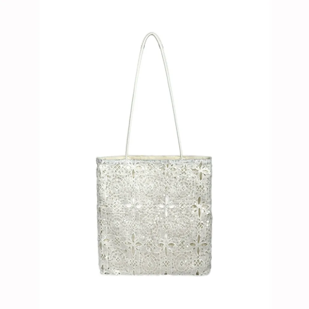 Hollow Out Embroidery Lace Shoulder Bag Embroidered Flower Sequin Tote Bag Large Capacity Bohemian Women's Weave Handbag
Hollow Out Embroidery Lace Shoulder Bag Embroidered Flower Sequin Tote Bag Large Capacity Bohemian Women's Weave Handbag