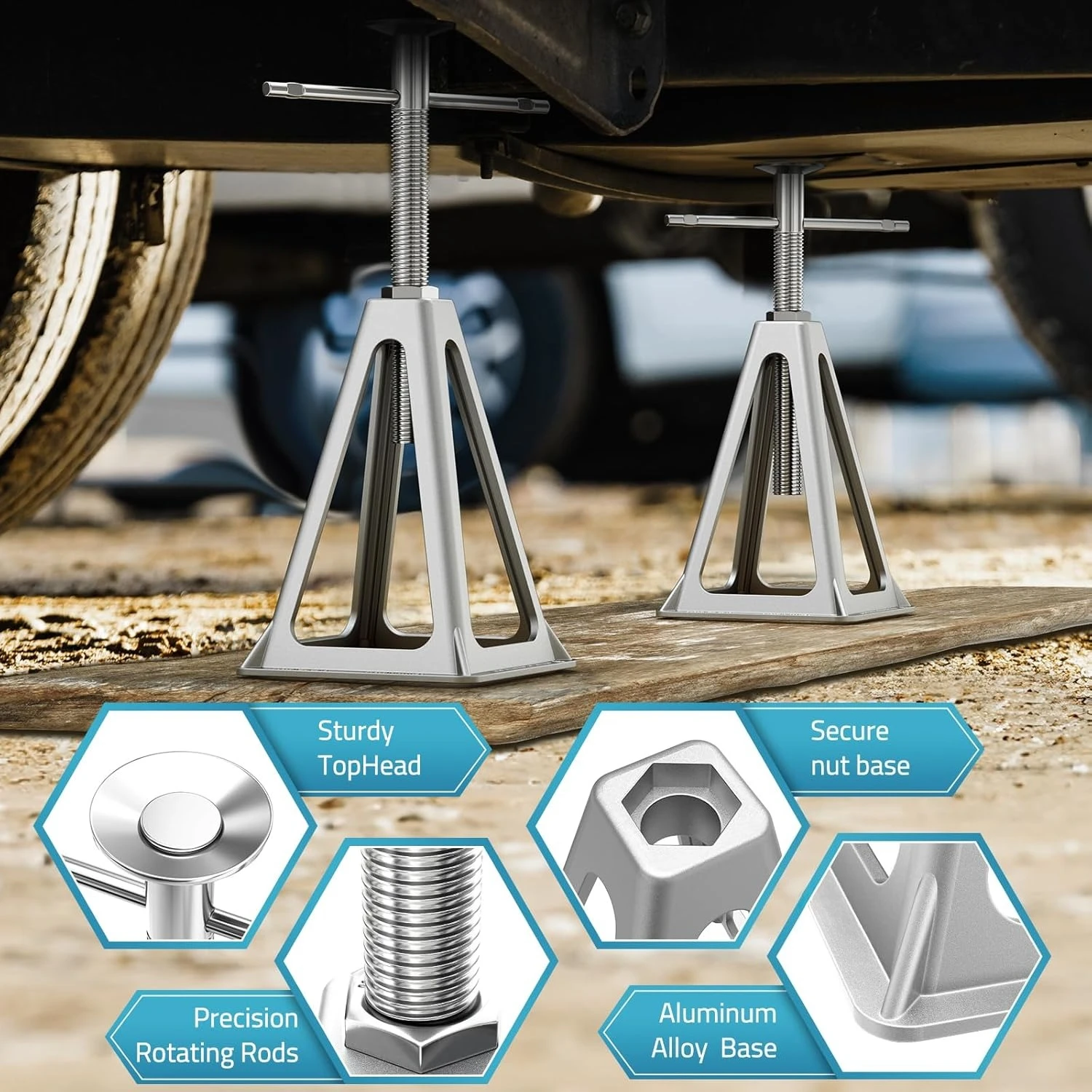 4 Pack Heavy Duty Aluminum Stabilizer Jacks Single 6000LBS Adjustable 11"-17" Screw Support Jack for Travel Trailer Camper
4 Pack Heavy Duty Aluminum Stabilizer Jacks Single 6000LBS Adjustable 11"-17" Screw Support Jack for Travel Trailer Camper