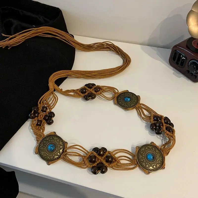 Bohemian Long Belt Weaving Tassel Beads Ethnic Style for Travel Photography Prairie Western Style Cotton Thread Plastic Buckle
Bohemian Long Belt Weaving Tassel Beads Ethnic Style for Travel Photography Prairie Western Style Cotton Thread Plastic Buckle