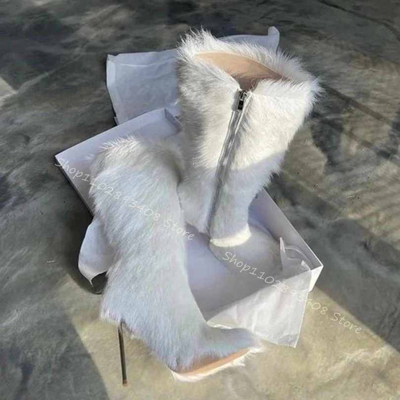 White Fur Decor Metal Heels Boots Side Zipper Solid Fashion British Style Sexy Women Winter Big Size Boots Zapatos Para Mujere
White Fur Decor Metal Heels Boots Side Zipper Solid Fashion British Style Sexy Women Winter Big Size Boots Zapatos Para Mujere