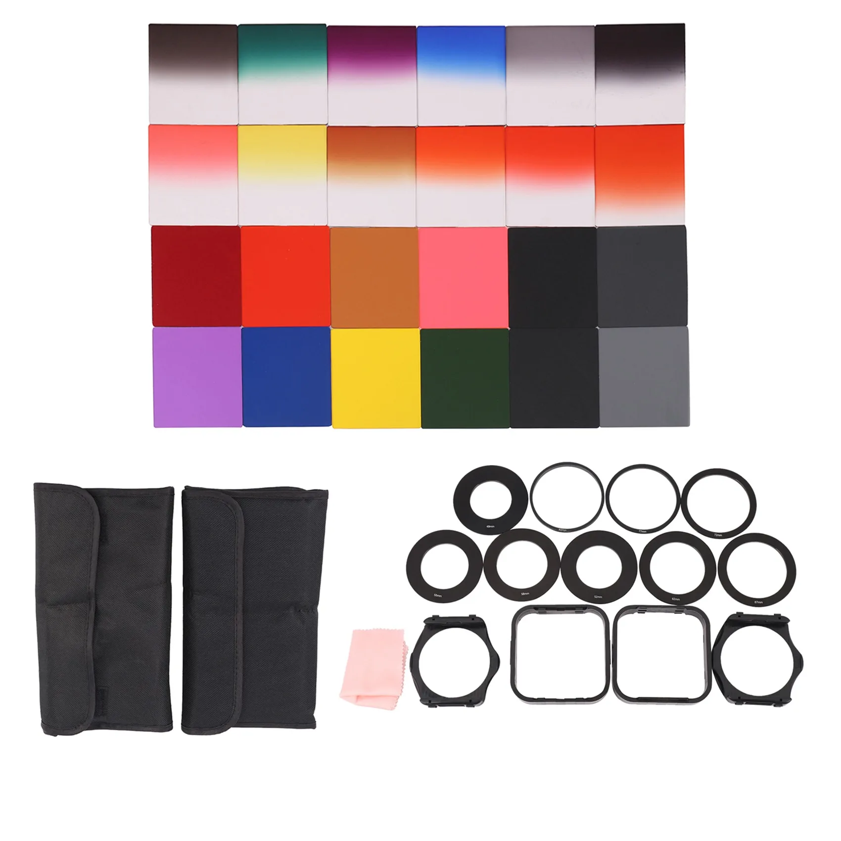 24pcs ND + Graduated Filters + 9pcs Adapter Ring, Lens Hood Filter Holder for cokin p series
24pcs ND + Graduated Filters + 9pcs Adapter Ring, Lens Hood Filter Holder for cokin p series