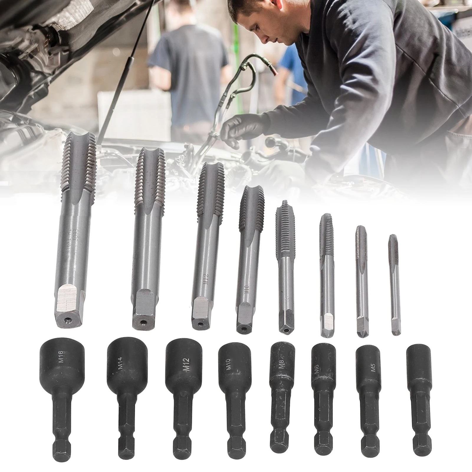 16Pcs Tap Socket Set Machine Lengthened Tapping Chuck 1/4in Hex Shank Steel Hand Tools Lengthened Tapping Chuck Tap Socket Set
16Pcs Tap Socket Set Machine Lengthened Tapping Chuck 1/4in Hex Shank Steel Hand Tools Lengthened Tapping Chuck Tap Socket Set