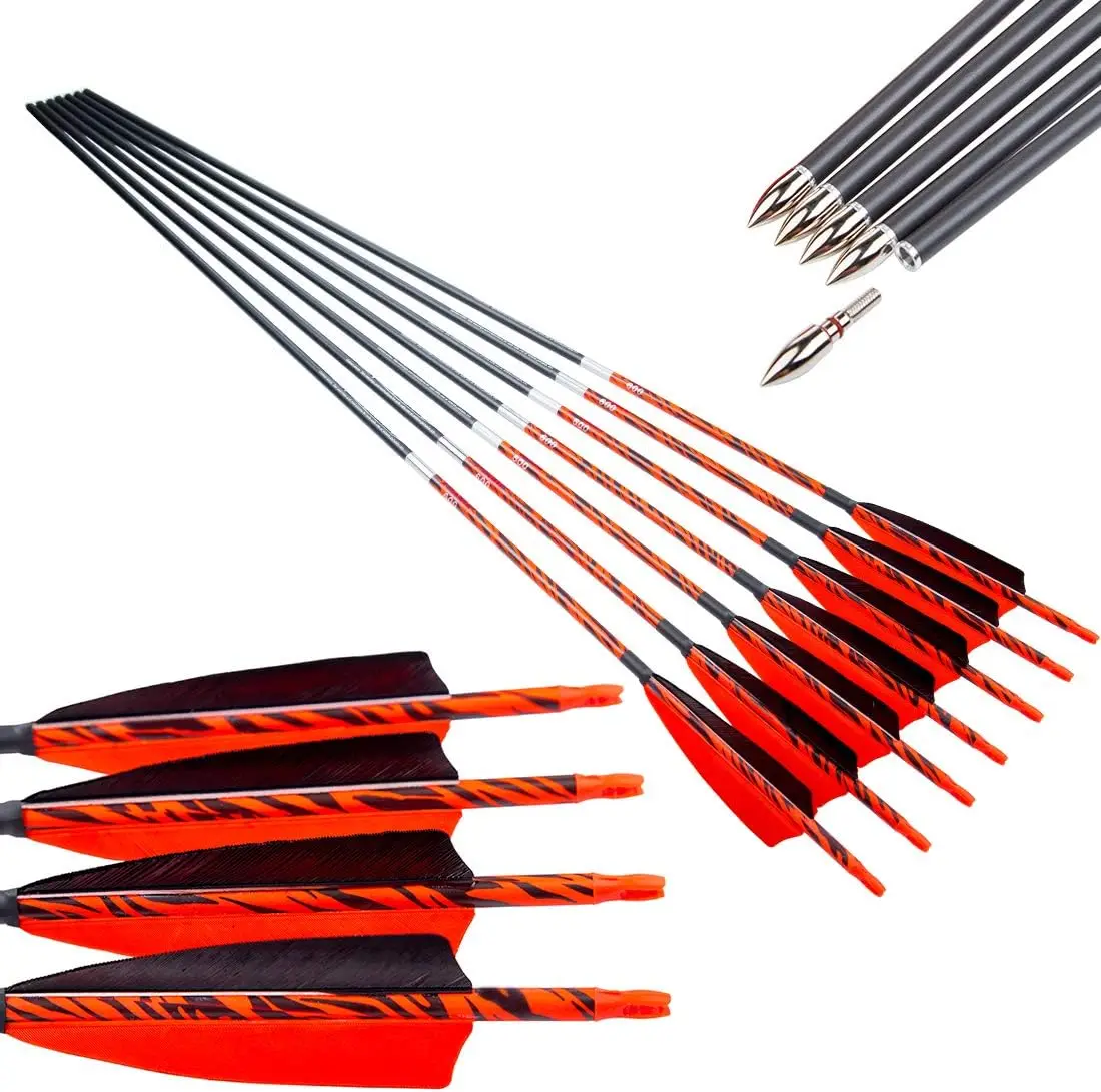 Archery Traditional Arrows 300 400 500 600 Spine Turkey Feather 30 32 Inch Carbon Shafts for Recurve Longbow Compound Bows Hunti
Archery Traditional Arrows 300 400 500 600 Spine Turkey Feather 30 32 Inch Carbon Shafts for Recurve Longbow Compound Bows Hunti