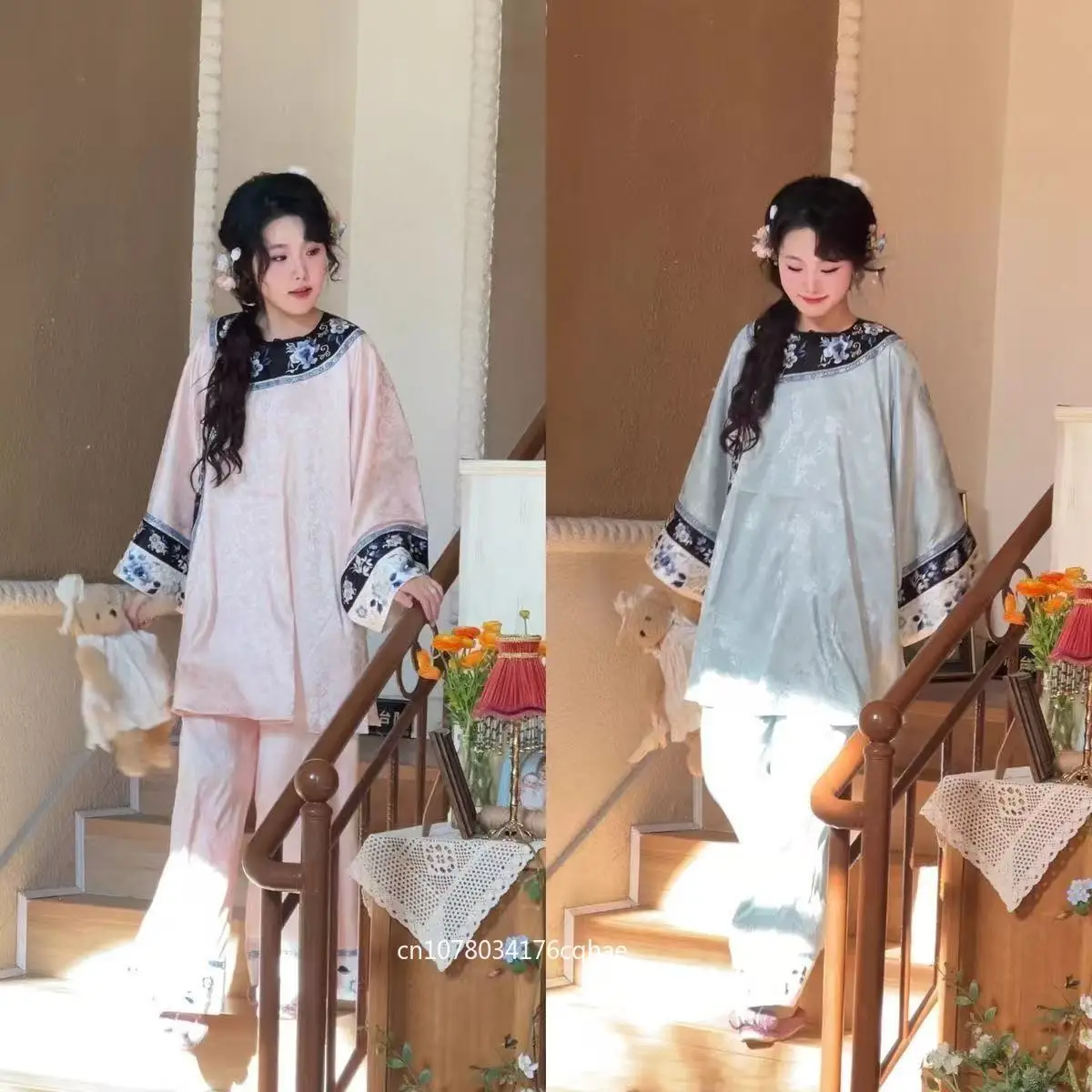 Ancient Qing Dynasty Printing Costume Women's Traditional Chinese Pajamas Tops Pants Set Vintage Emperor Daughter Home Wear Han
Ancient Qing Dynasty Printing Costume Women's Traditional Chinese Pajamas Tops Pants Set Vintage Emperor Daughter Home Wear Han