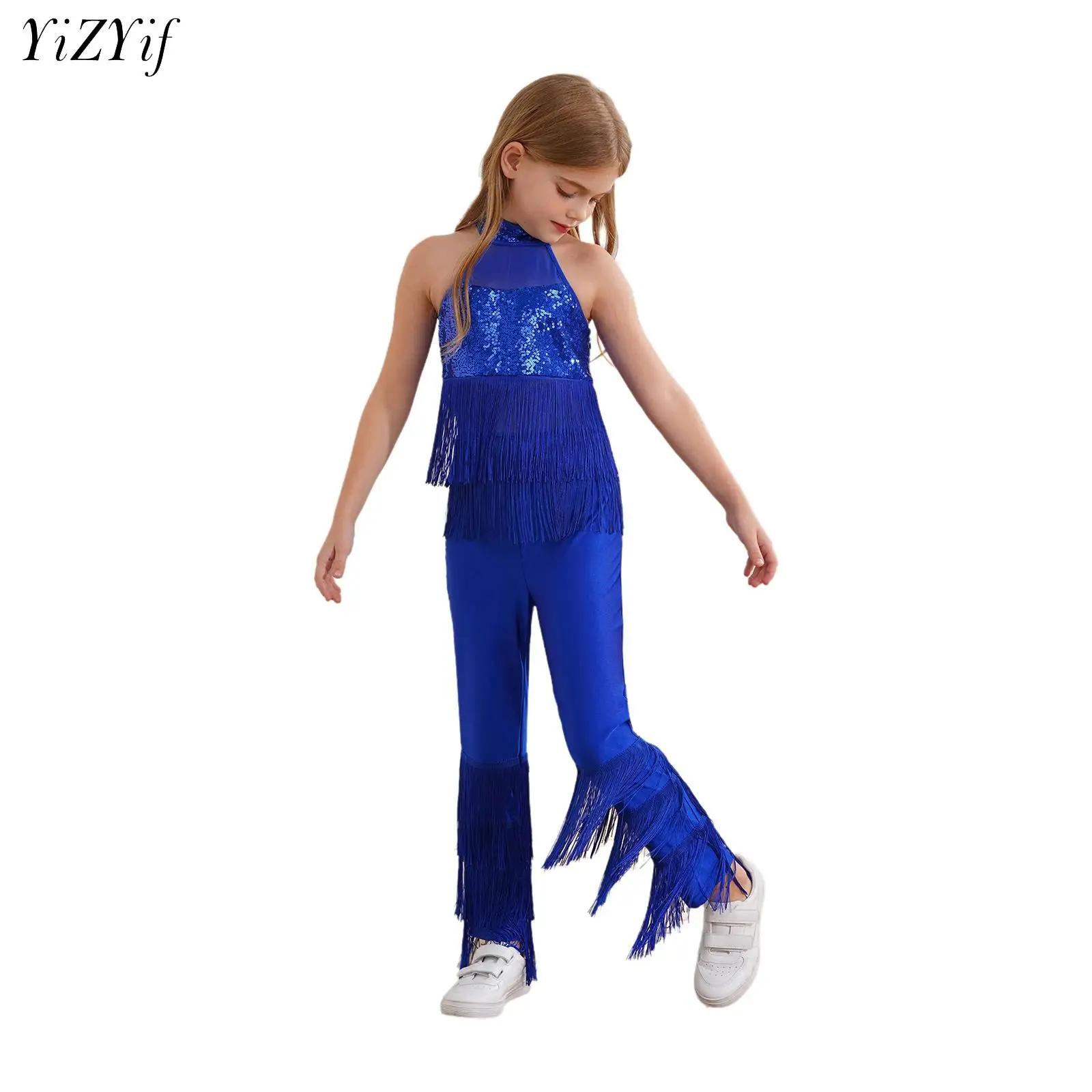 Kid Gymnastics Full Length Unitards Dress Halter Tiered Tassels Girls Ballet Jumpsuit Stage Performance Latin Jazz Dance Costume
Kid Gymnastics Full Length Unitards Dress Halter Tiered Tassels Girls Ballet Jumpsuit Stage Performance Latin Jazz Dance Costume