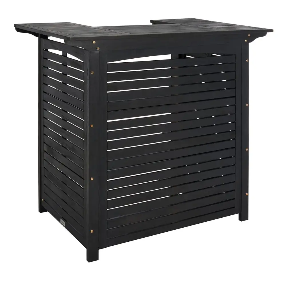 Outdoor Monterey Black Acacia Wood Bar Table, Slatted Outdoor Bar Table with Storage Shelves, Patio Entertaining Station PAT701
Outdoor Monterey Black Acacia Wood Bar Table, Slatted Outdoor Bar Table with Storage Shelves, Patio Entertaining Station PAT701