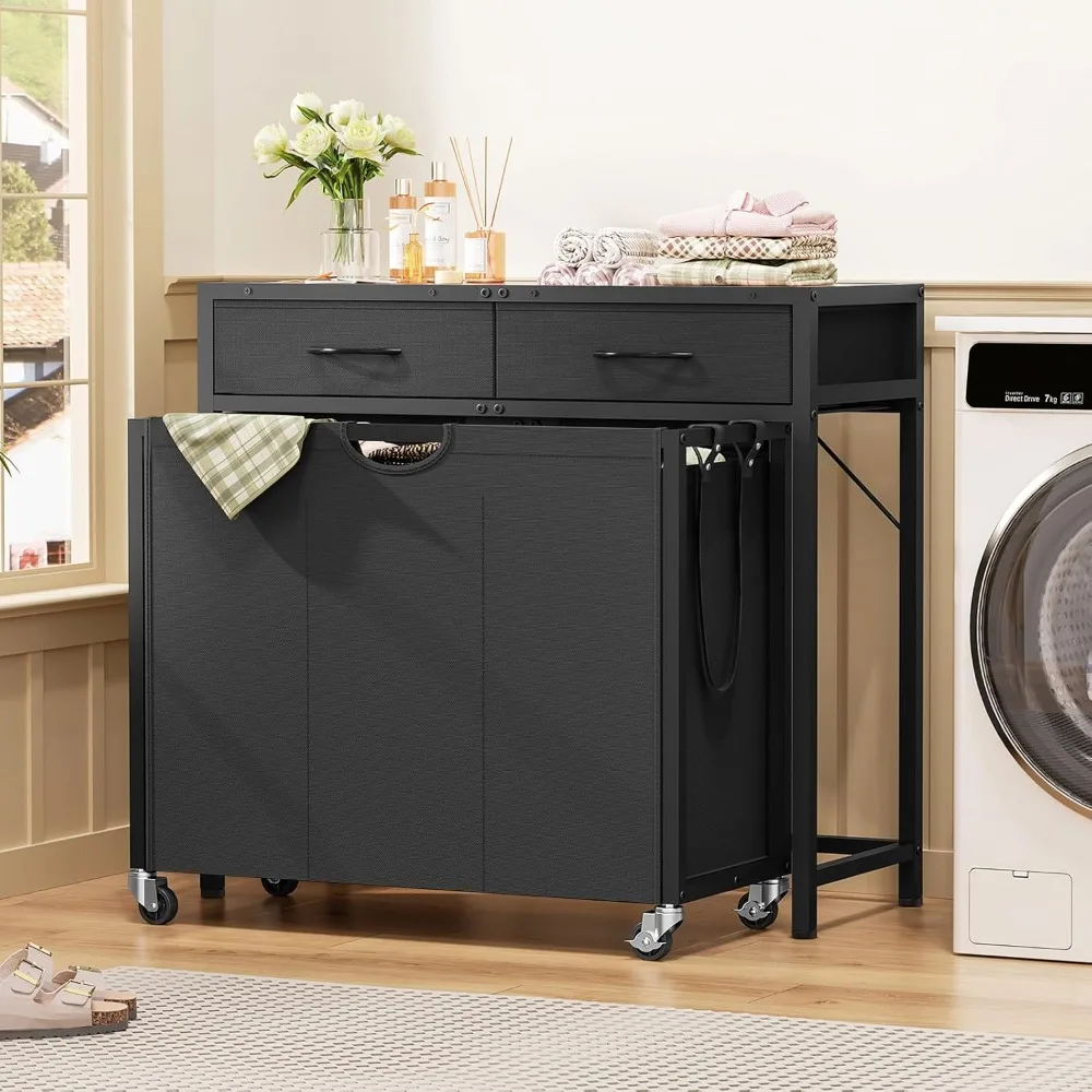 Корзина для белья на колесиках с 3-секционными выдвижными сумками, органайзер для корзины для белья с 2 ящиками и 2-цветной верхней панелью,
Корзина для белья на колесиках с 3-секционными выдвижными сумками, органайзер для корзины для белья с 2 ящиками и 2-цветной верхней панелью,