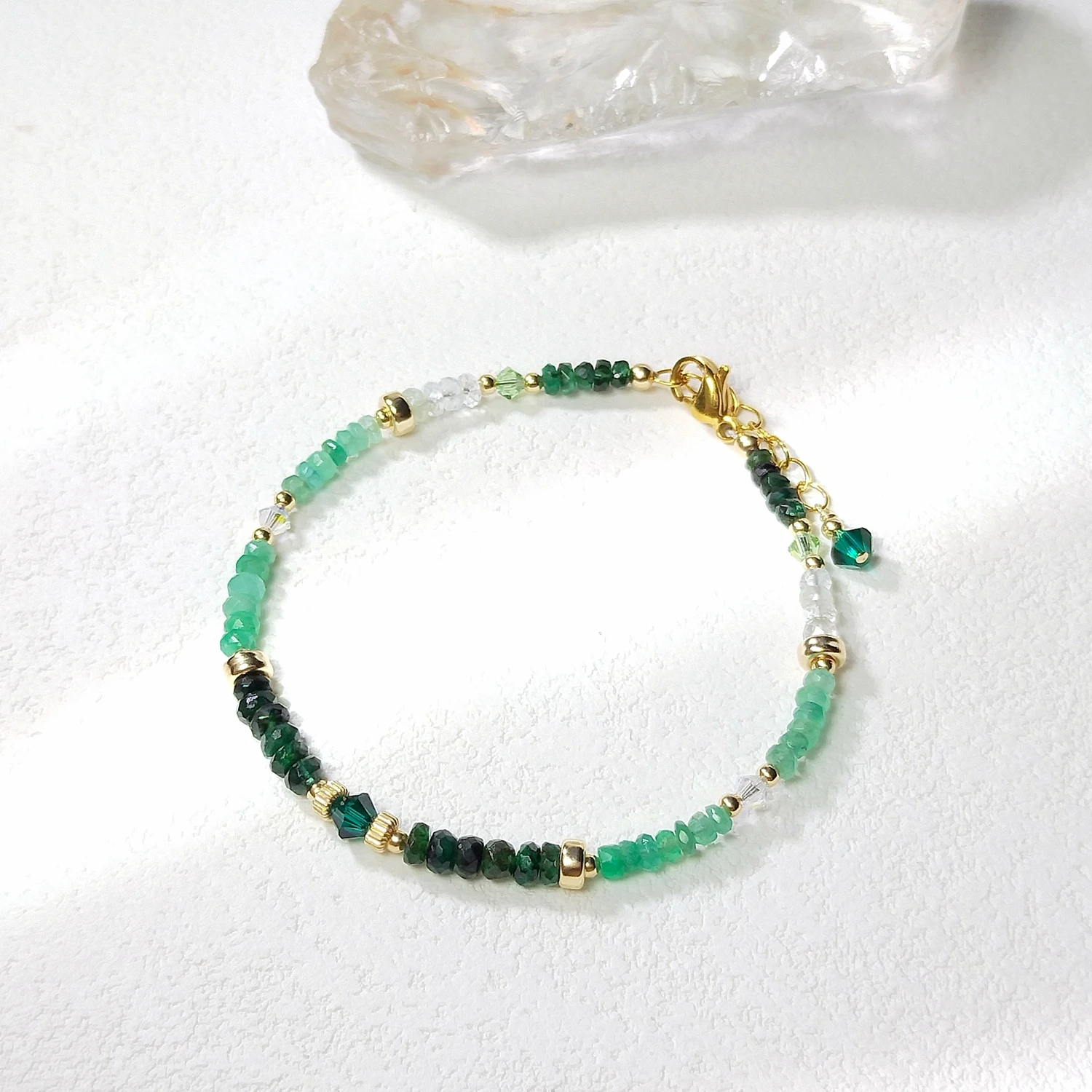 Lii Ji Natural Emerald With Crystal American 14K Gold Filled Bracelet 16+2cm Handmade Fashion Jewelry For Party
Lii Ji Natural Emerald With Crystal American 14K Gold Filled Bracelet 16+2cm Handmade Fashion Jewelry For Party