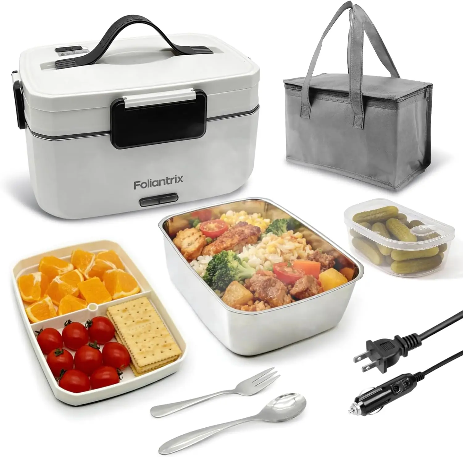 90W Heated Lunch Box 2L Stainless Steel, Portable Food Warmer for Car/Truck/Work/Travel, 12/24/110V
90W Heated Lunch Box 2L Stainless Steel, Portable Food Warmer for Car/Truck/Work/Travel, 12/24/110V