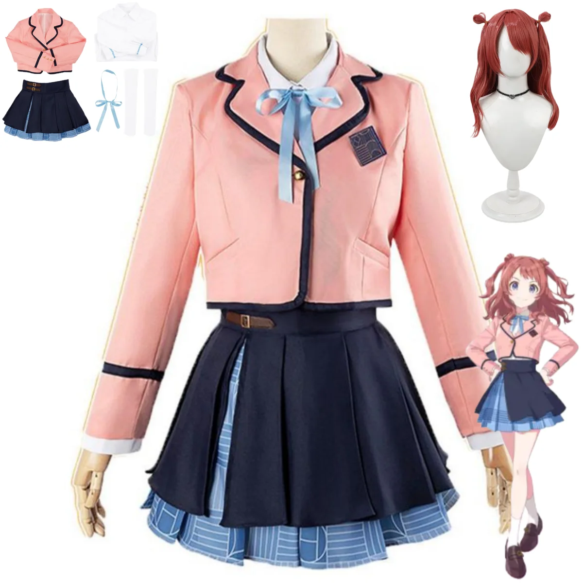 Game Gakuen IDOLM@STER Hanami Saki Cosplay Costume Japan South Korea Pink JK School Uniform Skirt Wig Woman Cute Campus Suit
Game Gakuen IDOLM@STER Hanami Saki Cosplay Costume Japan South Korea Pink JK School Uniform Skirt Wig Woman Cute Campus Suit