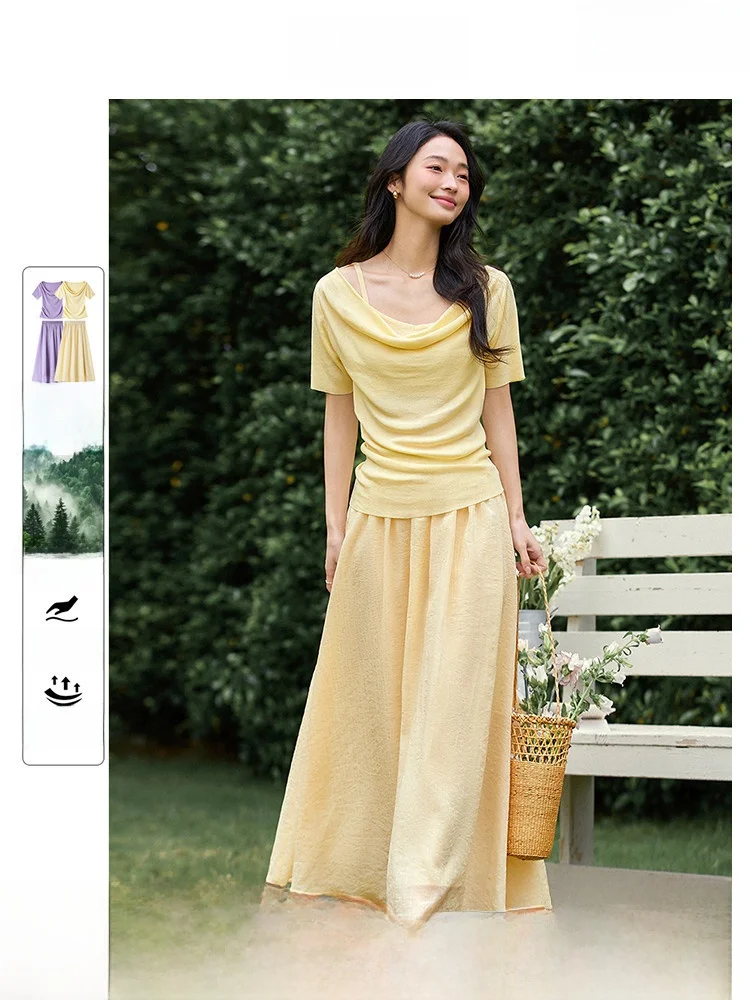 Yellow Casual Set Women's Summer New Style Half-length Skirt Suit Elegant Style Short Sleeve Overhead Fashionable Ensemble
Yellow Casual Set Women's Summer New Style Half-length Skirt Suit Elegant Style Short Sleeve Overhead Fashionable Ensemble