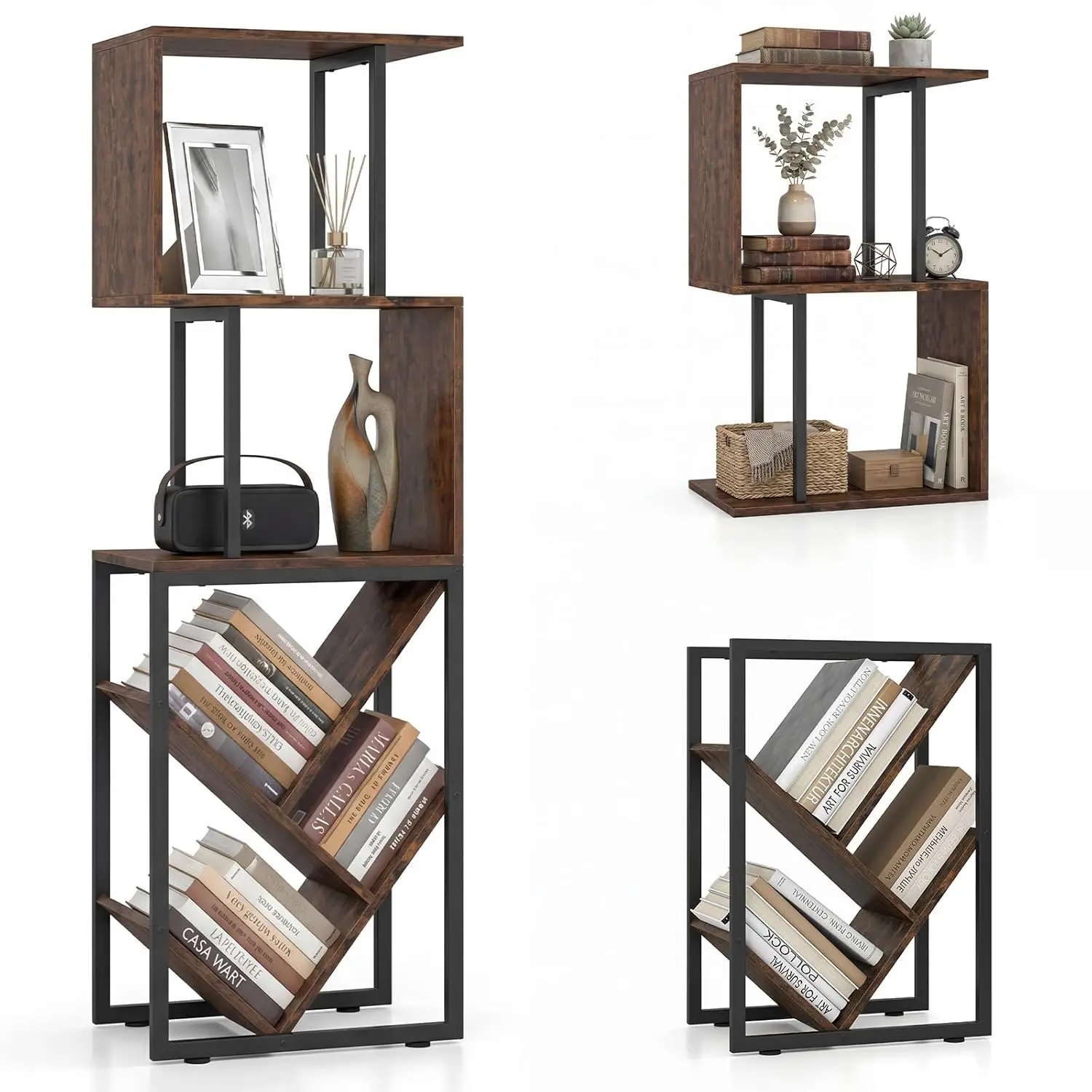 6-Tier S-Shaped Industrial Bookcase Open Shelves Metal Wood Organizer Living Room Office, Customized
6-Tier S-Shaped Industrial Bookcase Open Shelves Metal Wood Organizer Living Room Office, Customized