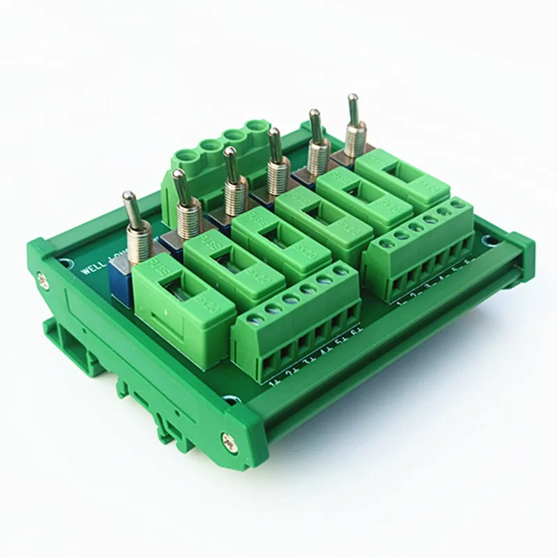 DIN Rail Mount 6 Channel DC Power Distribution Board Breaking Fuse Terminal Block with switch and pilot lamp fuse module
DIN Rail Mount 6 Channel DC Power Distribution Board Breaking Fuse Terminal Block with switch and pilot lamp fuse module