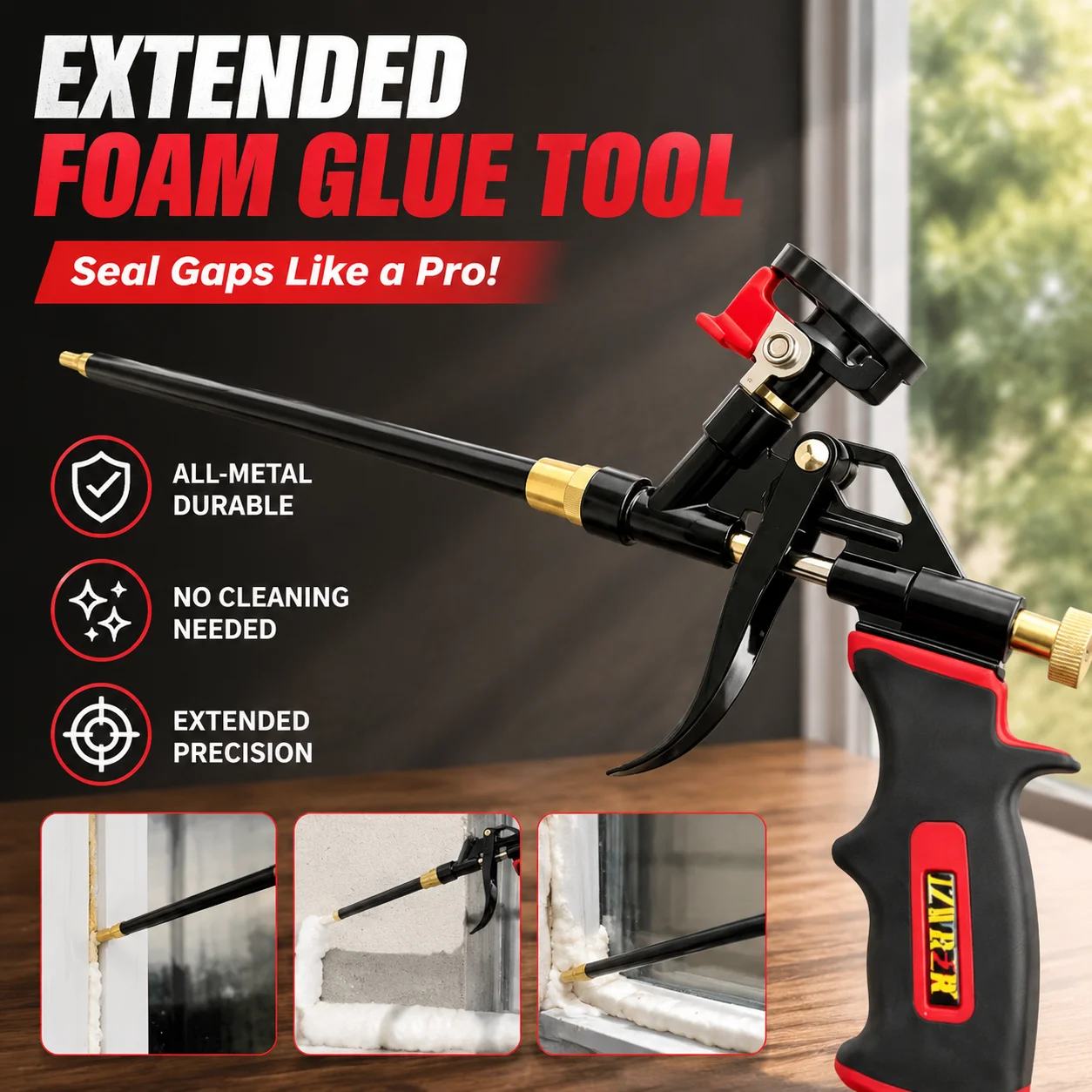 Long Reach Extension Foam Gun Heavy Duty Metal PU Foam Dispensing Tool Adjustable Output Control Insulation Foam Applicator
Long Reach Extension Foam Gun Heavy Duty Metal PU Foam Dispensing Tool Adjustable Output Control Insulation Foam Applicator