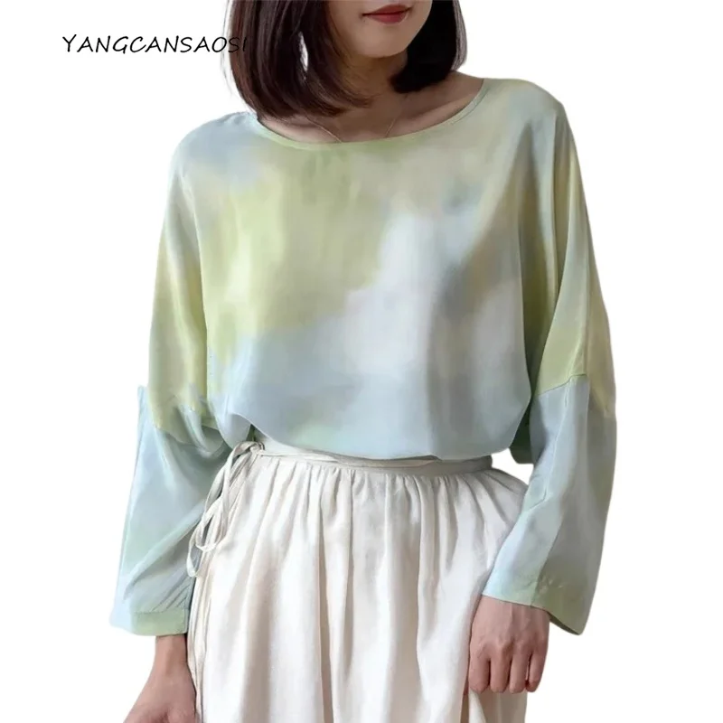 Ethereal Freehand Brushwork 100% Natural Mulberry Silk Crepe De Chine Round Neck Long Sleeved Women's Fashion Casual T-shirt
Ethereal Freehand Brushwork 100% Natural Mulberry Silk Crepe De Chine Round Neck Long Sleeved Women's Fashion Casual T-shirt