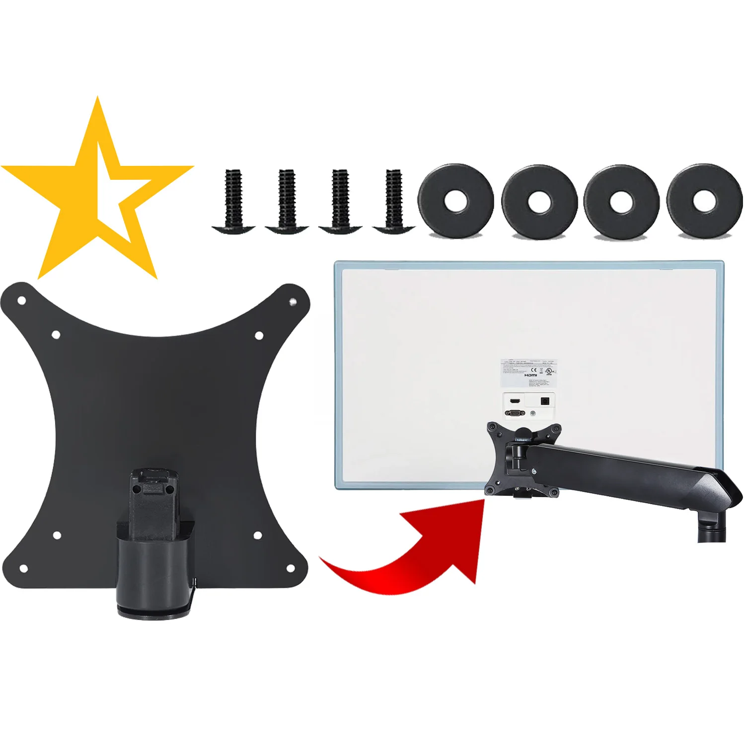 VESA Mount Adapter for Samsung S22D360H S24D393HL S24D391HL S27D393H S27D391H S27D390H Monitor Bracket Mounts to Stand / Arm
VESA Mount Adapter for Samsung S22D360H S24D393HL S24D391HL S27D393H S27D391H S27D390H Monitor Bracket Mounts to Stand / Arm