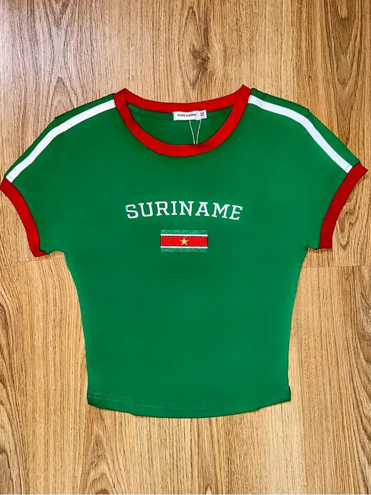 Cross border short American slim fit letter European and American top women's summer T-shirt exposed navel sexy clothing street
Cross border short American slim fit letter European and American top women's summer T-shirt exposed navel sexy clothing street