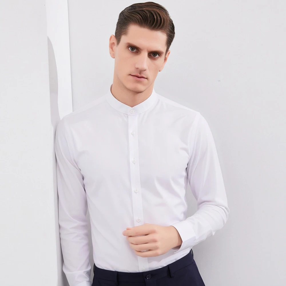 Men's Business Casual Stretch Cotton Stand Collar Work Shirts No Pocket Long Sleeve Slim Fit Daily Essential Office Wear
Men's Business Casual Stretch Cotton Stand Collar Work Shirts No Pocket Long Sleeve Slim Fit Daily Essential Office Wear