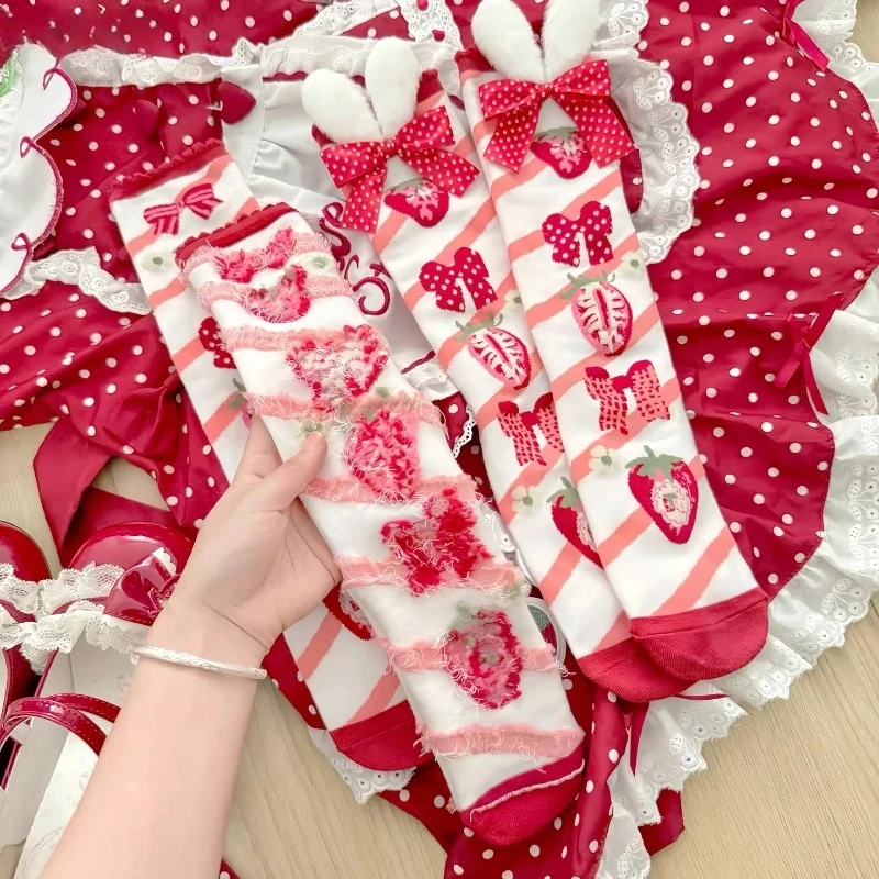 Japanese Style Sweet Lolita Stockings Women Kawaii Strawberry Bow Pattern Cute Fashion Rabbit Ears Y2k Party Knee High Socks New
Japanese Style Sweet Lolita Stockings Women Kawaii Strawberry Bow Pattern Cute Fashion Rabbit Ears Y2k Party Knee High Socks New