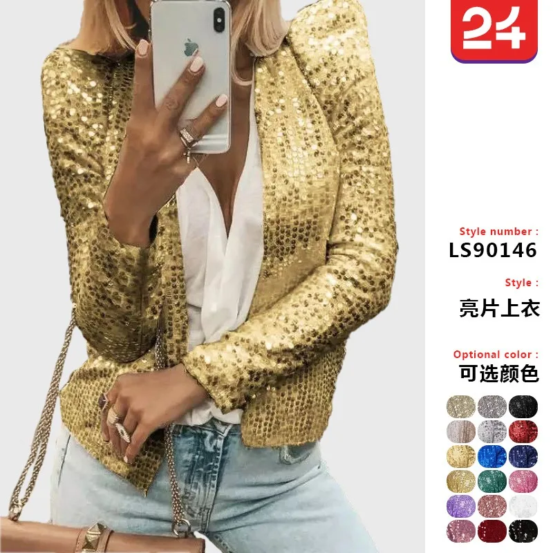 Glitter Sequin Jacket Autumn Sequins Golden Loose Jacket For Women Long Sleeve Casual Jacket Female Fashion Coats Women Jackets
Glitter Sequin Jacket Autumn Sequins Golden Loose Jacket For Women Long Sleeve Casual Jacket Female Fashion Coats Women Jackets