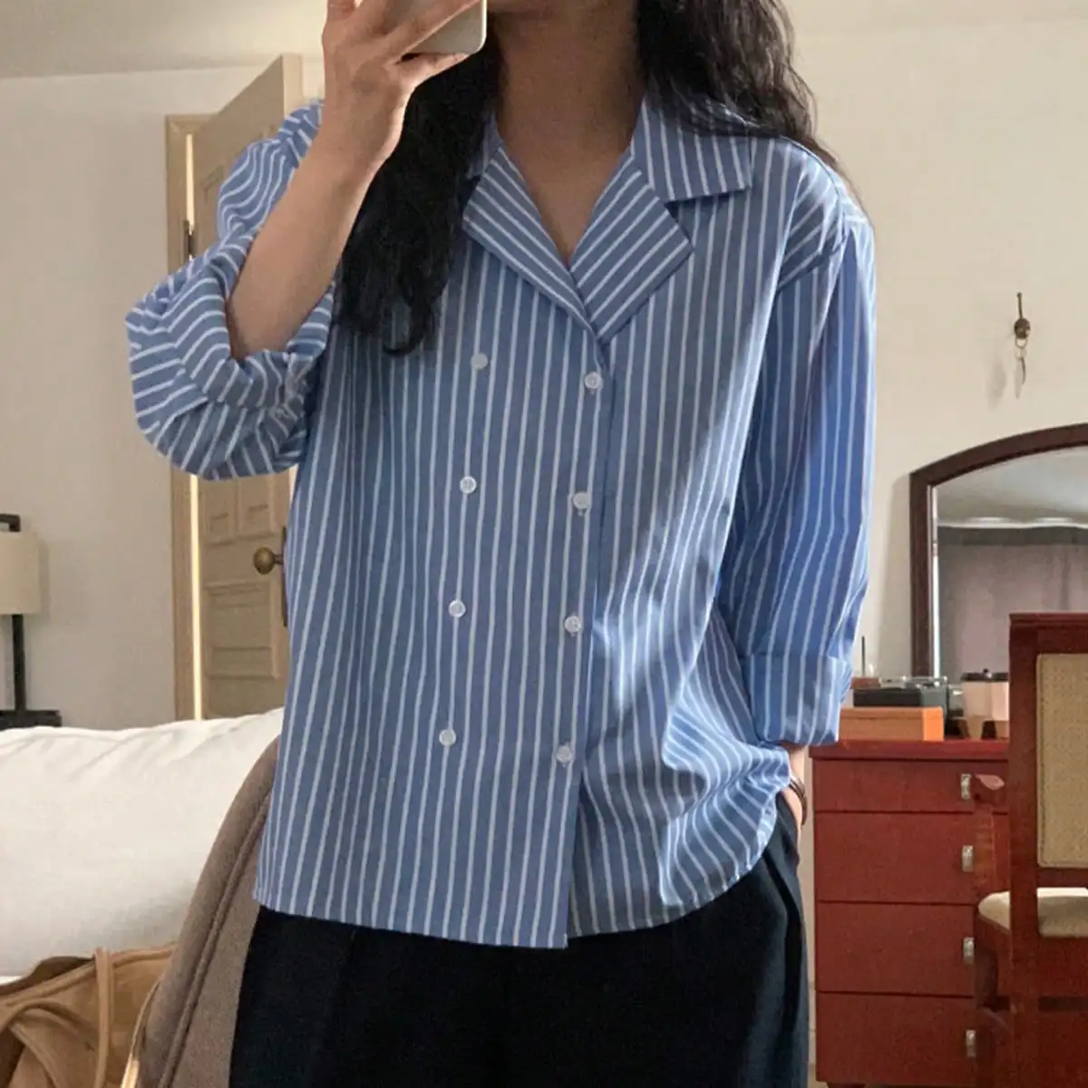 Korean Chic2025 Early Spring Style French Style Retro Style Suit Collar Cardigan Top Stripesd Long Sleeves for Women
Korean Chic2025 Early Spring Style French Style Retro Style Suit Collar Cardigan Top Stripesd Long Sleeves for Women
