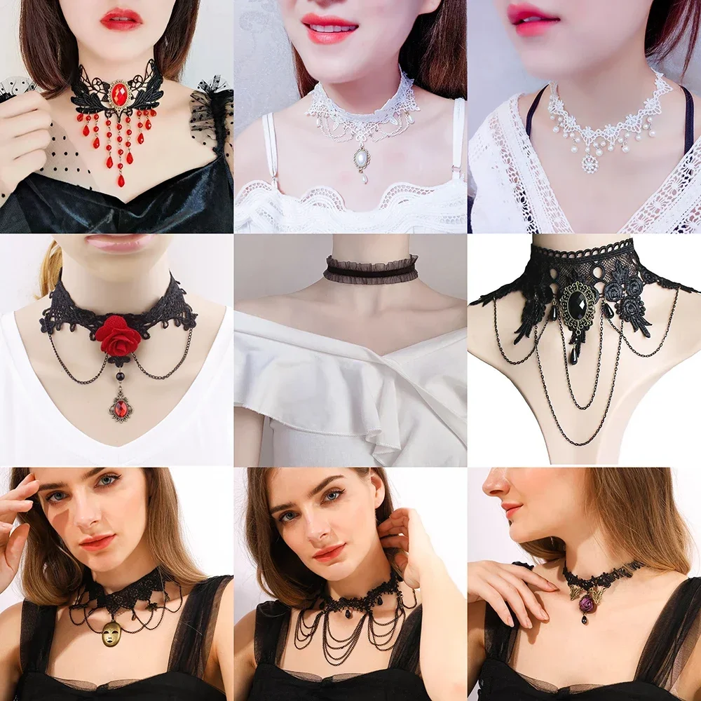 Gothic Black Lace Choker Necklace For Women Vintage Tassel Clavicle Chain Halloween Collar Choker Steampunk Party Jewelry Gift
Gothic Black Lace Choker Necklace For Women Vintage Tassel Clavicle Chain Halloween Collar Choker Steampunk Party Jewelry Gift