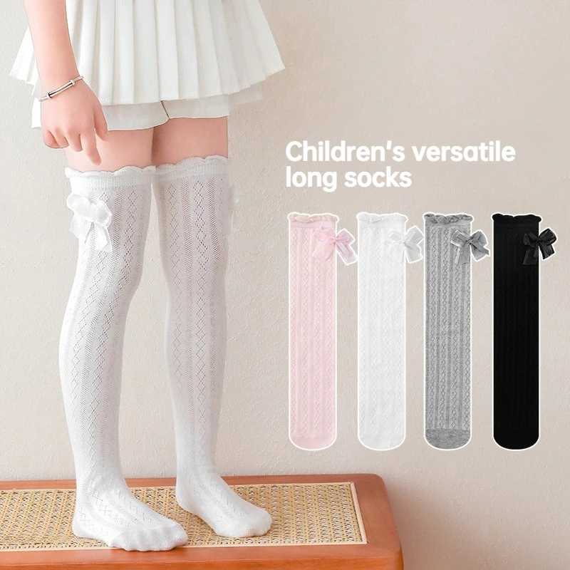 Girl's Bow Knee High Socks, Breathable Mesh Cotton Socks for Kids, Summer Non-slip Long Socks for School & Daily Wear
Girl's Bow Knee High Socks, Breathable Mesh Cotton Socks for Kids, Summer Non-slip Long Socks for School & Daily Wear
