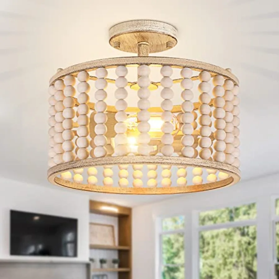 Wood Beaded Chandelier - Farmhouse Boho Light Fixture Rustic Semi Flush Mount Ceiling Light Oak 2 Lights Nursery Light Fixture
Wood Beaded Chandelier - Farmhouse Boho Light Fixture Rustic Semi Flush Mount Ceiling Light Oak 2 Lights Nursery Light Fixture